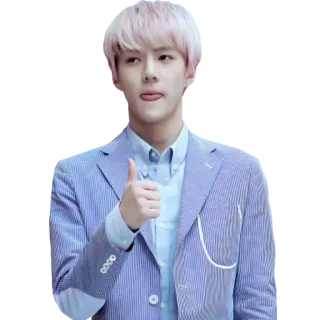 👍 person, thumbs up, pink hair, man, blue suit whatsapp sticker