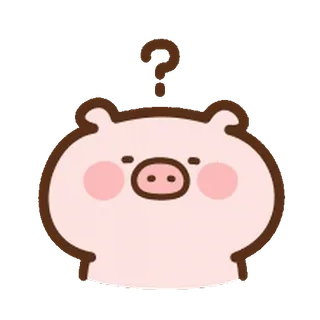 ⭐️ Maiale, Animale, Carino, Punto interrogativo, Kawaii, Cartone animato telegram sticker