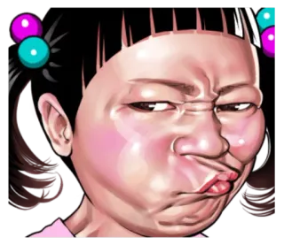 😕 face, expression, girl, funny, cartoon telegram sticker
