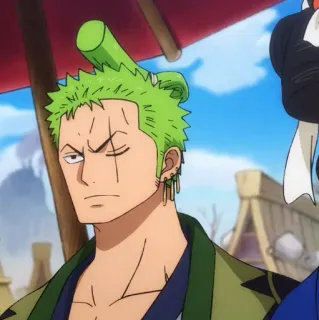 🍾 Zoro One Piece Аниме, Мечник, Зеленые волосы, Ван Пис, Зоро telegram sticker