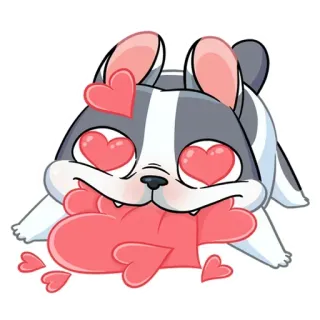💘 cane, amore, cuori, cartone animato, animale, carino telegram sticker