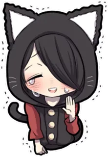 😢 고양이 귀, 후드티, 애니메이션, 귀여운, 디지털 아트 telegram sticker
