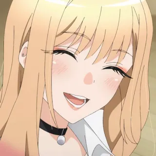 😀 Marin Kitagawa My Dress-Up Darling anime, garota, sorriso, loira, fofa, feliz telegram sticker