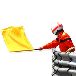 💛 bandera, amarillo, carreras, precaución, automovilismo, seguridad whatsapp sticker