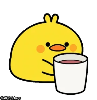 ☕️ @MHStickers ไก่, น่ารัก, สติกเกอร์, กาแฟ, สีเหลือง, การ์ตูน telegram sticker