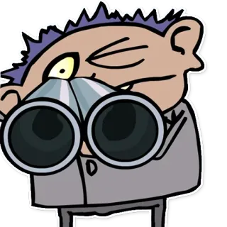 🔫 binóculos, desenho animado, busca, olhando, observação whatsapp sticker