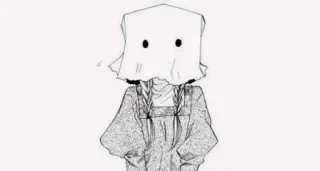 🌙 kantong kertas, gadis anime, kepang, hoodie, imut, monokrom telegram sticker