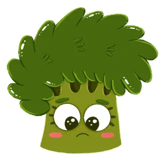 😔 broccoli, vegetable, food, cute, cartoon, sad telegram sticker