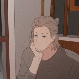 🎞 hombre, dibujo animado, expresión, pensando, pensativo, triste, aburrido, ilustración telegram sticker