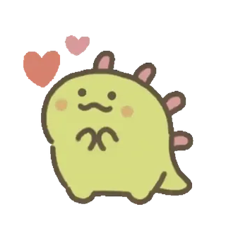 💚 милый, динозавр, мультфильм, каваи, животное, наклейка, сердце telegram sticker