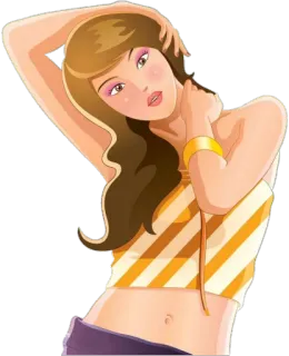 🙆 woman, cartoon, girl, fashion, illustration, pose telegram sticker