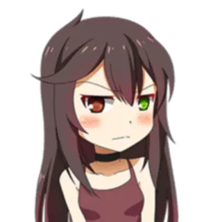 😒 Anime, Mädchen, wütend, süß, Chibi, Illustration, Cartoon whatsapp sticker