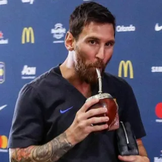 🎲 Lionel Messi ฟุตบอล, นักฟุตบอล, นักกีฬา, เยอร์บามาเต, เครื่องดื่ม, เมสซี่ telegram sticker