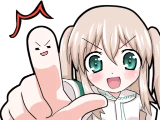👉 Anime, Dedo, Dedo do meio, Emoji, Desenho animado telegram sticker
