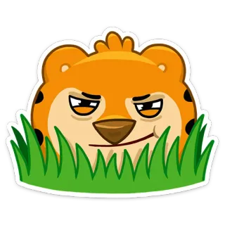 😈 동물, 호랑이, 만화, 밈, 잔디, 주황색 telegram sticker