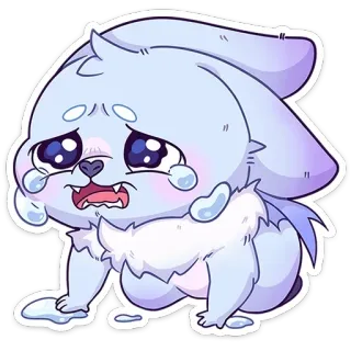 😭 traurig, weinen, tränen, niedlich, cartoon, tier, maskottchen whatsapp sticker
