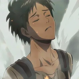 ♠️ Eren Yeager Attack on Titan อนิเมะ, ตัวละคร, ผู้ชาย, เศร้า, ครุ่นคิด, เหนื่อย telegram sticker