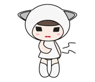 😶 Dessin animé, Mignon, Personnage, Anime, Oreilles d'animaux, Fille telegram sticker