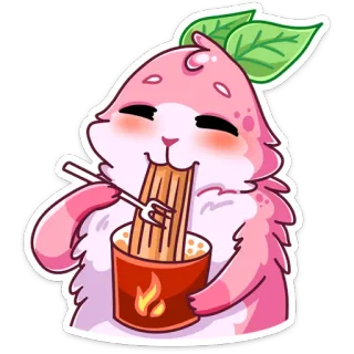 🍜 Dessin animé, Mignon, Nourriture, Manger, Nouilles, Kawaii telegram sticker