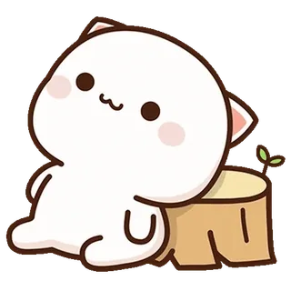 ⭐ cat, cute, sitting, tree stump, kawaii, animal telegram sticker