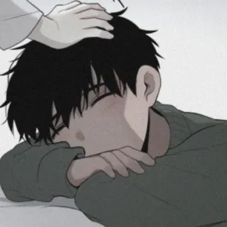 🗝 Anime, Manga, Mignon, Endormi, Réconfort, Affection, Tapote tête telegram sticker