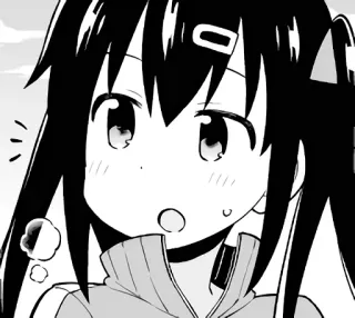 😲 anime, manga, cartoon, girl, cute, character, black and white whatsapp sticker