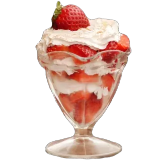 🫥 strawberry, dessert, food, sweet, whipped cream, ice cream, sundae telegram sticker