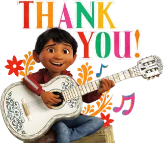 😊 Miguel Rivera Coco THANK YOU! Coco, Disney, Pixar, Miguel Rivera, Gracias, Guitarra, Música telegram sticker