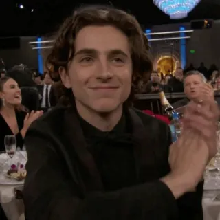 🕊 Timothée Chalamet diễn viên, người nổi tiếng, vỗ tay, khán giả, Giải Quả Cầu Vàng telegram sticker