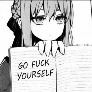 😈 GO FUCK YOURSELF Anime, Ofensivo, Palabrota, Chica, Libro whatsapp sticker