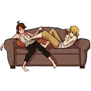 🖤 Dessin animé, Canapé, Détendu, Allongé, Art telegram sticker