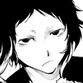 ♠ Anime, Manga, Portrait, Noir et blanc, Illustration telegram sticker