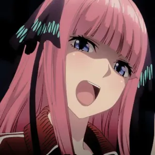 🦋 Nino Nakano The Quintessential Quintuplets Anime, Manga, Rambut merah muda, Karakter, Senyum whatsapp sticker