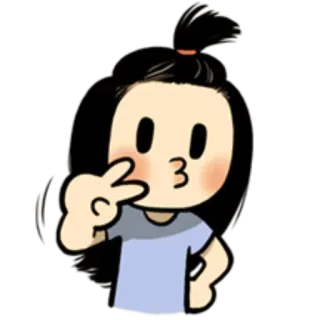 ✌ süß, Cartoon, Mädchen, Friedenszeichen, Anime, Kawaii telegram sticker