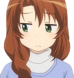 😒 动漫, 女孩, 角色, 卡通, 棕色头发, 表情, 可爱 telegram sticker