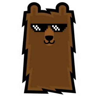 😎 ours, lunettes de soleil, pixelisé, animal, dessin animé whatsapp sticker