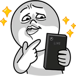 🤔 LINE cartone animato, personaggio, telefono, scintilla, pensiero telegram sticker