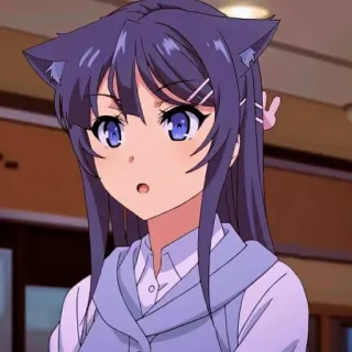 💘 Mai Sakurajima Rascal Does Not Dream of Bunny Girl Senpai Anime, Coelhinha, Orelhas de gato, Fofa, Garota, Desenho animado telegram sticker