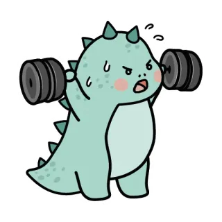 💪 dinosaur, exercise, weightlifting, cute, cartoon telegram sticker