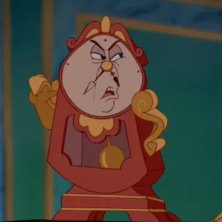 🥀 Cogsworth Beauty and the Beast cogsworth, beauty and the beast, disney, clock, cartoon character, animated, furniture telegram sticker