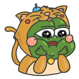 😺 Pepe the Frog 페페, 개구리, 밈, 만화, 동물, 고양이, 모자, 귀여운 telegram sticker