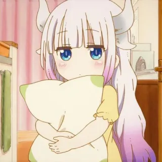 🍭 Kanna Kamui Miss Kobayashi's Dragon Maid Anime, Dragón, Lindo, Almohada, Chibi, Manga, Kanna telegram sticker