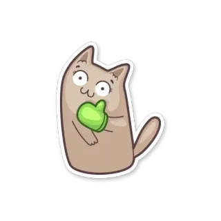 😛 gatto, pollice in su, animale, positivo, cartone animato, adesivo telegram sticker