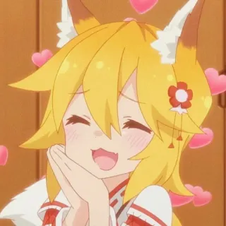 ⛩️ Senko The Helpful Fox Senko-san Anime, fille renarde, mignon, coeurs, kawaii, souriant, Senko-san whatsapp sticker