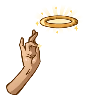 👼 hand, halo, pointing, angelic, divine, gesture telegram sticker