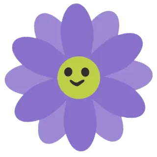 🌷 fiore, carino, cartone animato, viola, felice telegram sticker