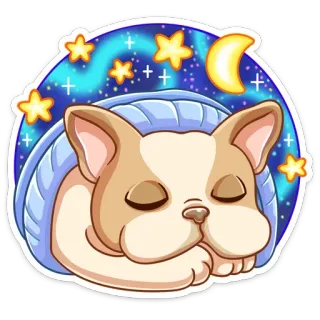 😴 собака, сон, луна, звезды, ночь, милый, животное, питомец telegram sticker