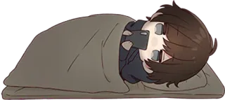 🛌 spiący, anime, kreskówka, koc telegram sticker