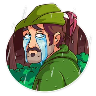 😭 Robin Hood crying, sad, rain, cartoon, Robin Hood, sticker telegram sticker
