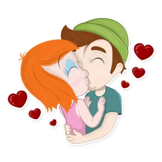 💏 beso, amor, pareja, cariño, romance, corazones, dibujos animados telegram sticker